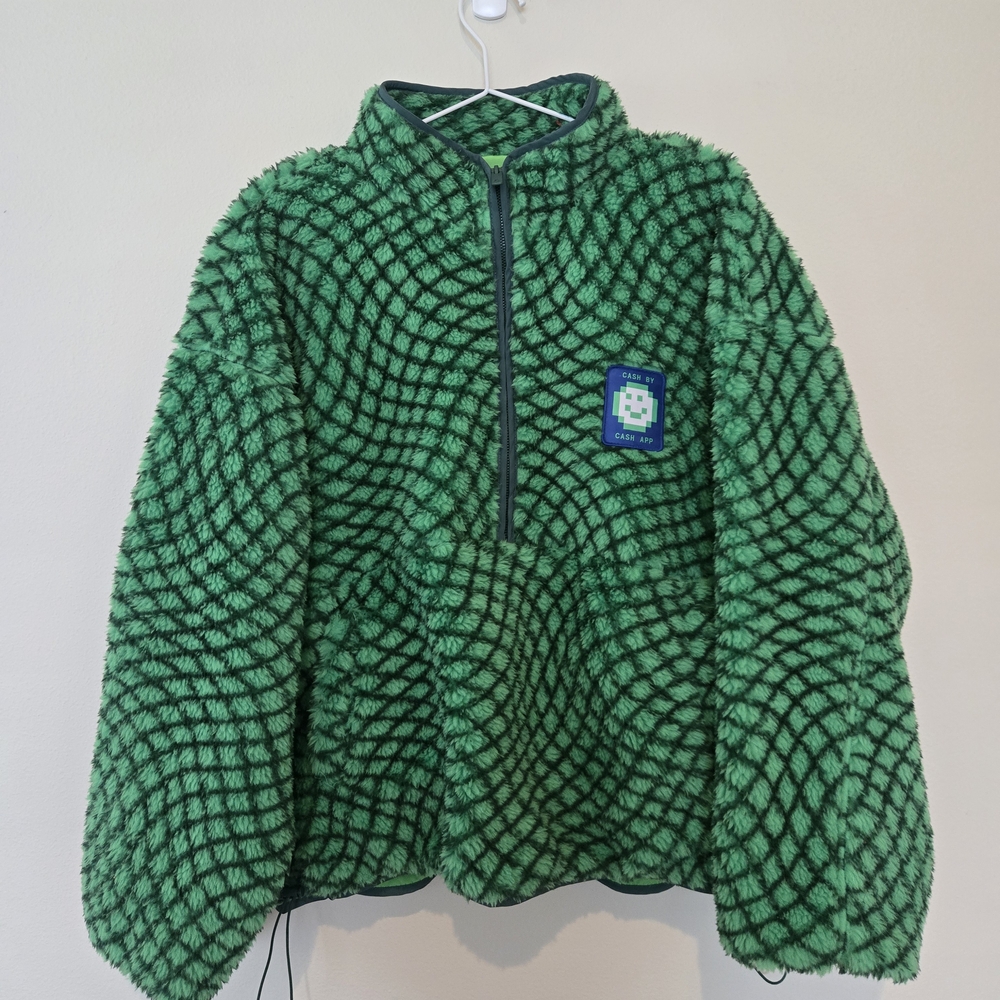 Cash App Streetwear Men's Green Fuzzy Jacket In Small